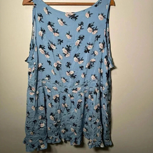 Torrid Floral Print Challis Hi-Lo Ruffle Tank Top 3X - Picture 7 of 7